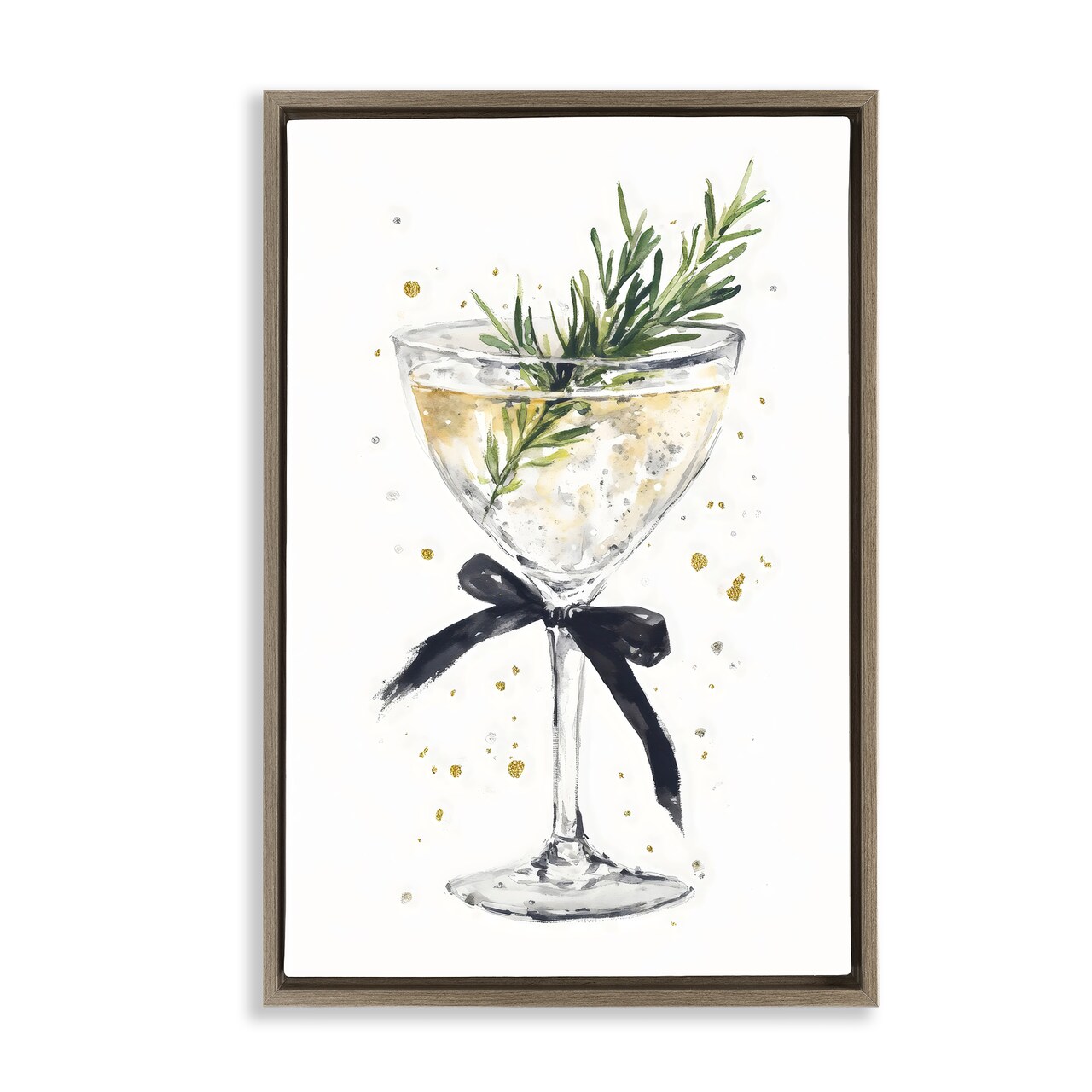 Stupell Industries Christmas Cocktail with Fir Sprig Floating Frame, design by Petal Prints Design
